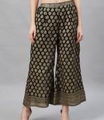 Black printed georgette palazzo-pants