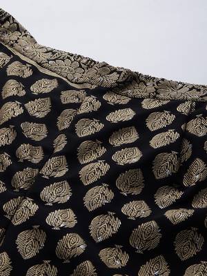 Black printed georgette palazzo-pants 5