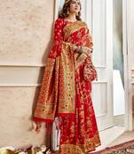 Multicolor woven banarasi silk saree with blouse