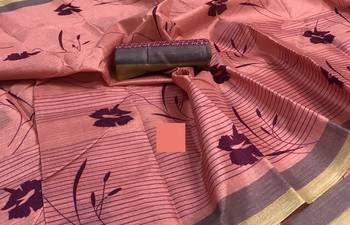 Indianred Colored Premium Khadi Silk Saree With Blouse 1