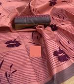 Indianred Colored Premium Khadi Silk Saree With Blouse