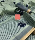 Olive Green Colored Khadi Silk Saree With Blouse