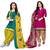 Mirraw Classique Green and Pink Crepe Printed Salwar Suits Unstitched Dress Material Design 1 - Pack of 2