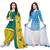 Mirraw Classique Green Crepe and Blue Synthetic Printed Salwar Suits Unstitched Dress Material - Pack of 2