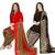 Mirraw Classique Red and Brown Crepe Printed Salwar Suits Unstitched Dress Material - Pack of 2