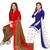 Mirraw Classique Red and Blue Crepe Printed Salwar Suits Unstitched Dress Material - Pack of 2