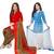 Mirraw Classique Red Crepe and Blue Synthetic Printed Salwar Suits Unstitched Dress Material - Pack of 2