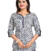 White printed cotton short-kurtis