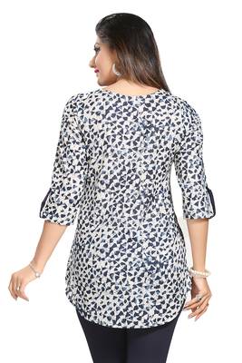 White printed cotton short-kurtis 2