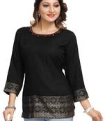 Black printed rayon short-kurtis