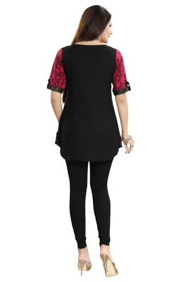 Magenta printed cotton short-kurtis 2