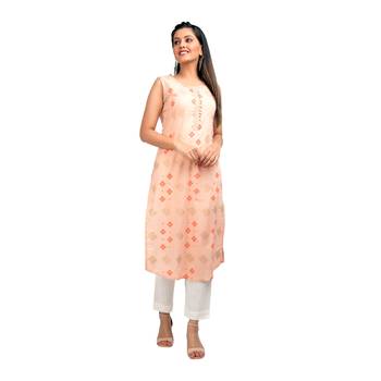 Peach printed cotton kurtas-and-kurtis 1