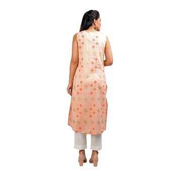Peach printed cotton kurtas-and-kurtis 2