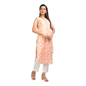 Peach printed cotton kurtas-and-kurtis 3