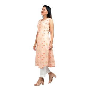 Peach printed cotton kurtas-and-kurtis 4