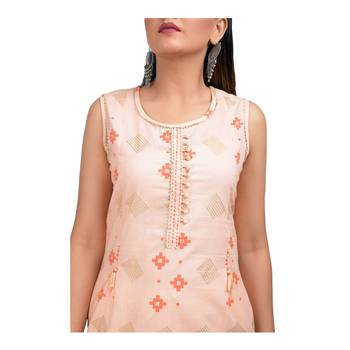 Peach printed cotton kurtas-and-kurtis 5