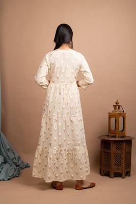 KAAJH Off White Printed Cotton Anarkali Kurta 5