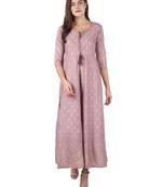 KAAJH Purple Printed Cotton Anarkali Kurta