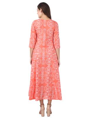 KAAJH Pink Printed Cotton Anarkali Kurta 2