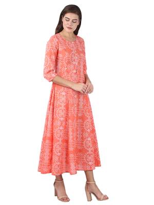 KAAJH Pink Printed Cotton Anarkali Kurta 3
