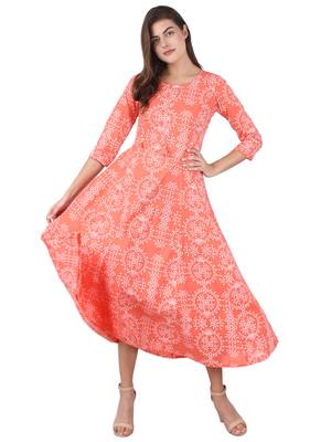 KAAJH Pink Printed Cotton Anarkali Kurta 4