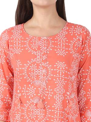 KAAJH Pink Printed Cotton Anarkali Kurta 5