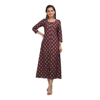 KAAJH Purple Floral Printed Rayon Kurta 1
