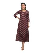 KAAJH Purple Floral Printed Rayon Kurta