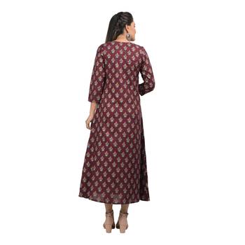 KAAJH Purple Floral Printed Rayon Kurta 2