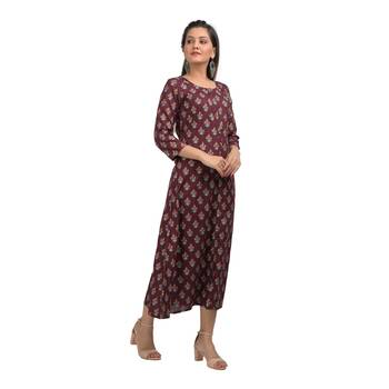 KAAJH Purple Floral Printed Rayon Kurta 3