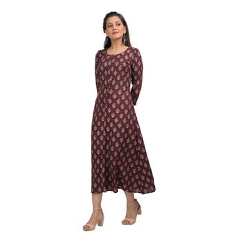 KAAJH Purple Floral Printed Rayon Kurta 4