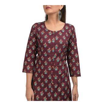 KAAJH Purple Floral Printed Rayon Kurta 5