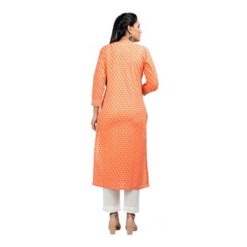 KAAJH Orange Leheriya Printed Cotton Kurta 2