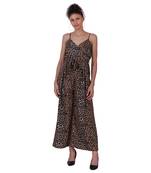 Multicolour Animal Print Polyester Women Jumpsuit
