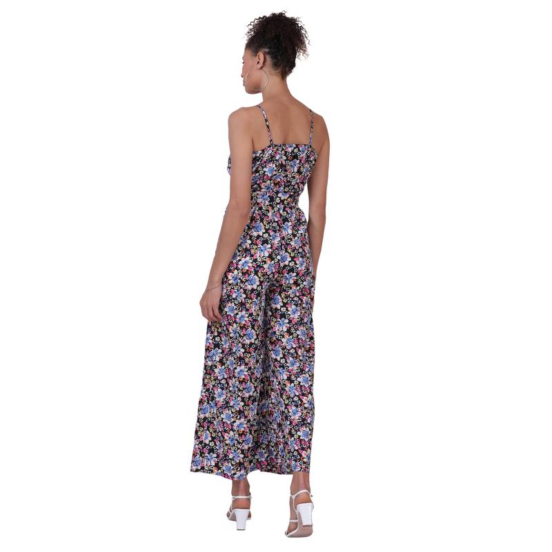 Multicolour Floral Print Polyester Women Jumpsuit