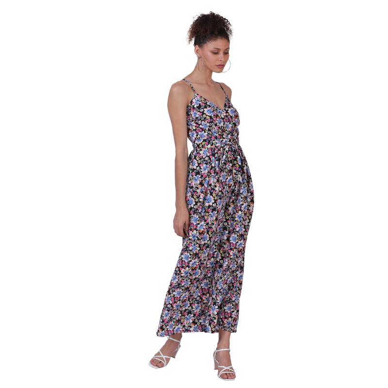 Multicolour Floral Print Polyester Women Jumpsuit
