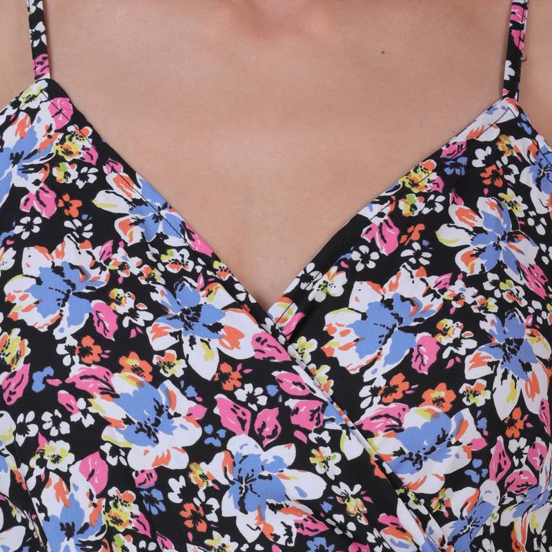 Multicolour Floral Print Polyester Women Jumpsuit