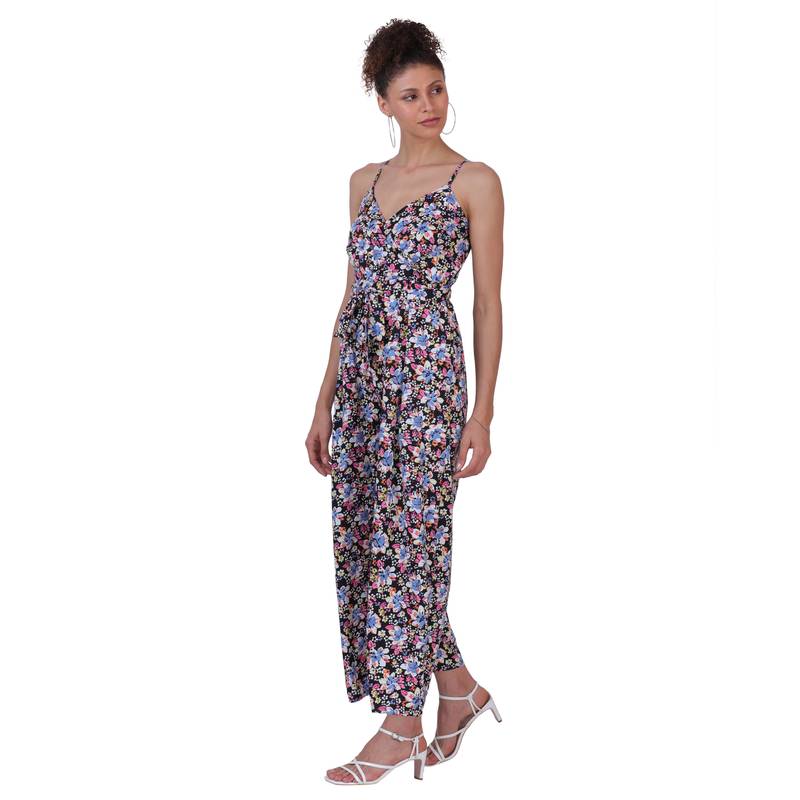 Multicolour Floral Print Polyester Women Jumpsuit