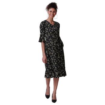 BLACK FLORAL PRINT FIT and FLARE WOMEN DRESS 3