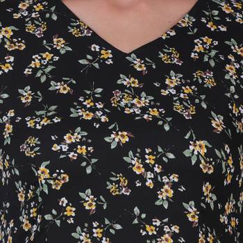 BLACK FLORAL PRINT FIT and FLARE WOMEN DRESS 4