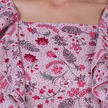 Purple Floral Print Polyester Women Maxi  Dress 4