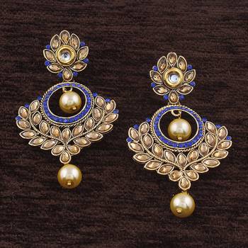 Gold Plated Traditional Ethnic Encased With Faux Kundans Earrings For Women/Girls  1