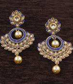 Gold Plated Traditional Ethnic Encased With Faux Kundans Earrings For Women/Girls 