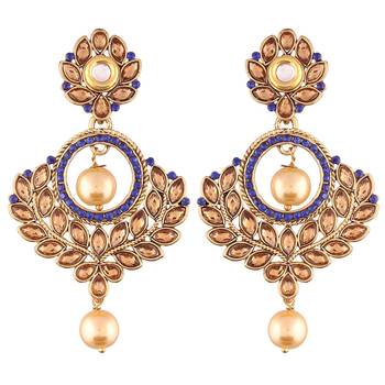 Gold Plated Traditional Ethnic Encased With Faux Kundans Earrings For Women/Girls  2