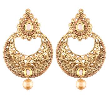 Ethnic Gold Plated Chandbali Earrings for Women (E2415FL) 2