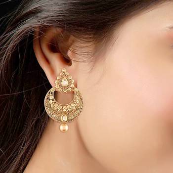 Ethnic Gold Plated Chandbali Earrings for Women (E2415FL) 3