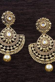 Ethnic Gold Plated Chandbali Earrings for Women (E2420FL)