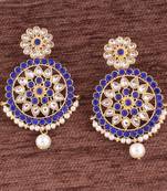 Traditional Gold Plated Chandbali Earrings Encased With Faux Kundans For Women/Girls 