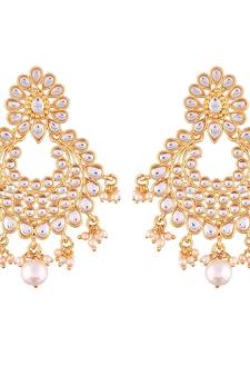 Traditional Gold Plated Chandbali Earrings Encased With Faux Kundans For Women/Girls (E2457FW)