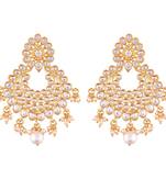 Traditional Gold Plated Chandbali Earrings Encased With Faux Kundans For Women/Girls 